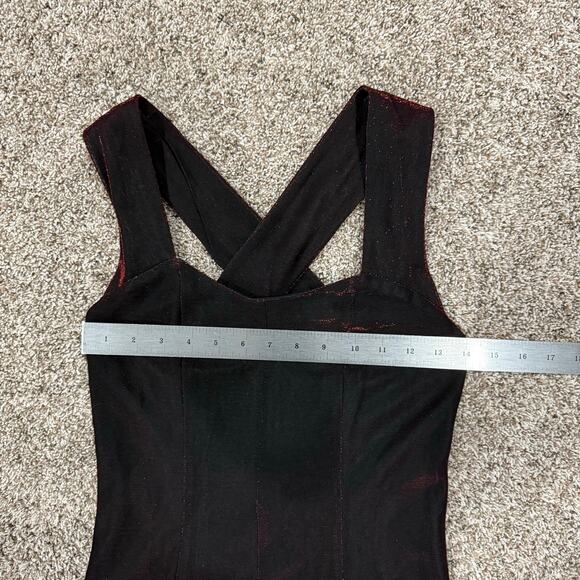 VTG 80s Women's Red Black Sparkly Two Toned Maurices A Line Maxi Prom Dress 7/8 - Picture 11 of 12
